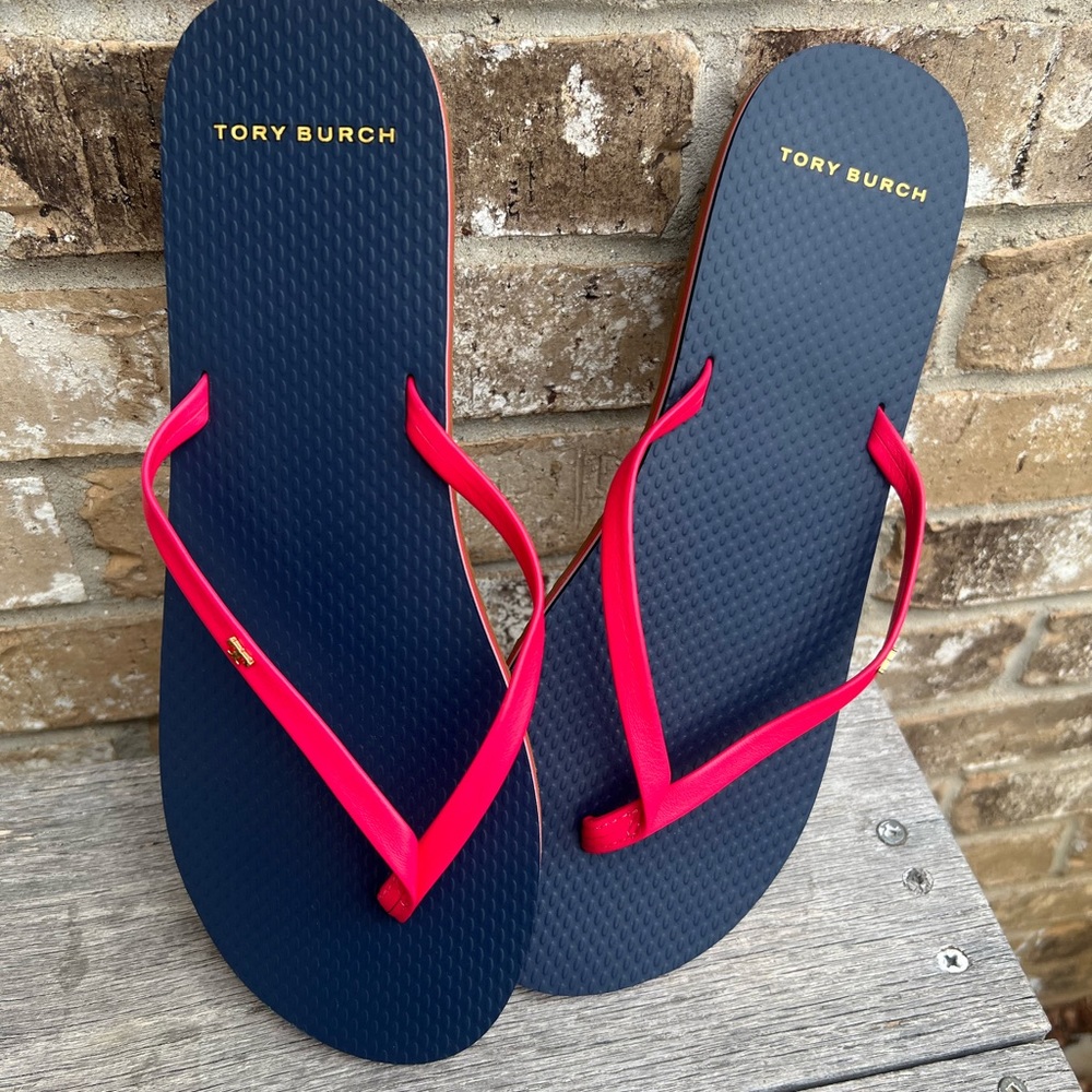 TORY BURCH FLIP FLOPS SIZE 10 Red/navy